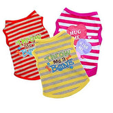 KUTKUT Combo of 3 Stripe Print Sleeveless Cotton Sweat Shirt for Puppy, Small Dog and Cat (Size: L, Chest Girth 45cm, Back Length 35 cm) - kutkutstyle